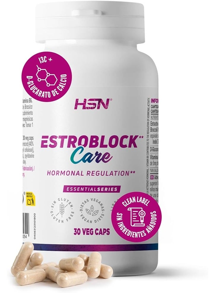 HSN Estroblock Care Control Estrogens* | 30 Vegetable Capsules | Indol-3-Carbinol (I3C) + Calcium D-Glucarate + B6 | *Vitamin B6 Helps Regulate Hormone Activity | Vegan Gluten Free - Image 1